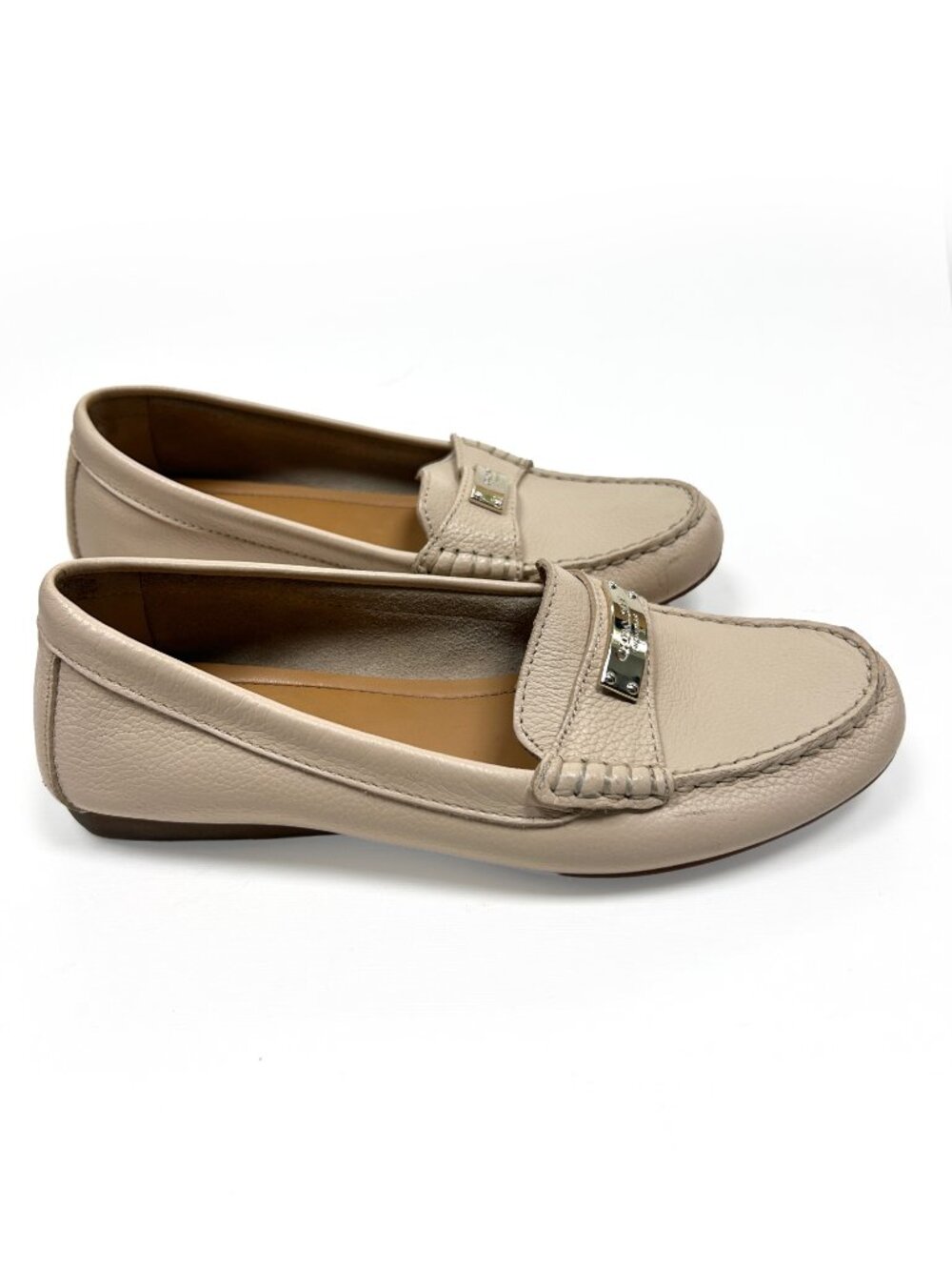 Coach Fredrica A5175 Loafers Womens 6.5B Beige Pebbled Leather Driving Shoes